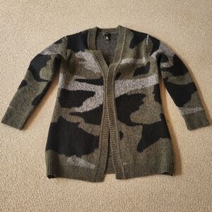 Cozy Open-Front Cardigan Sweater in Olive, Grey and Black, size S